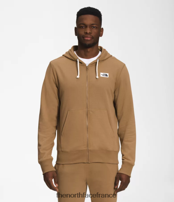 vêtements The North Face Hommes sweat à capuche zippé à écusson Heritage marron utilitaire ZPZRD704