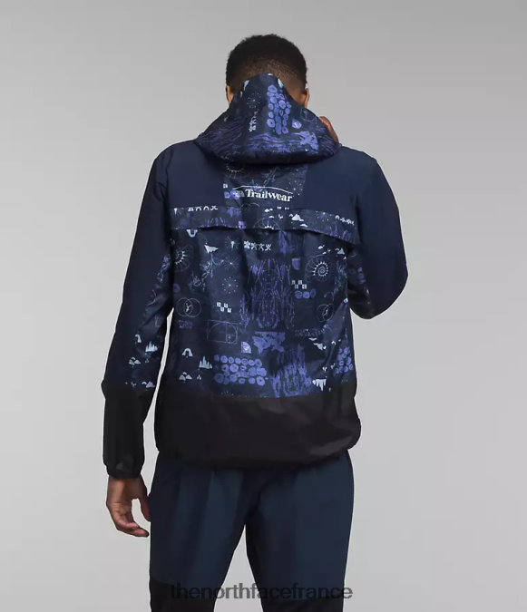 vêtements The North Face Hommes veste coupe-vent trailwear Summit Navy Nature Remix Imprimé/Summit Navy ZPZRD344
