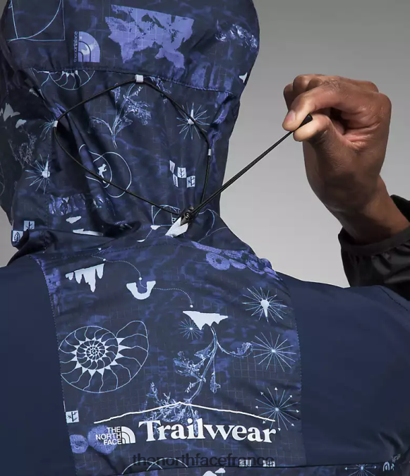 vêtements The North Face Hommes veste coupe-vent trailwear Summit Navy Nature Remix Imprimé/Summit Navy ZPZRD344