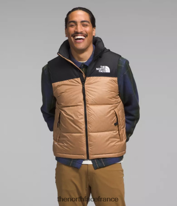 vêtements The North Face Hommes gilet nuptse rétro 1996 beurre d'amande ZPZRD291
