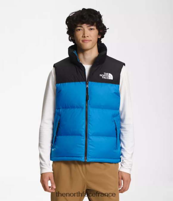 vêtements The North Face Hommes gilet nuptse rétro 1996 bleu super sonique ZPZRD289